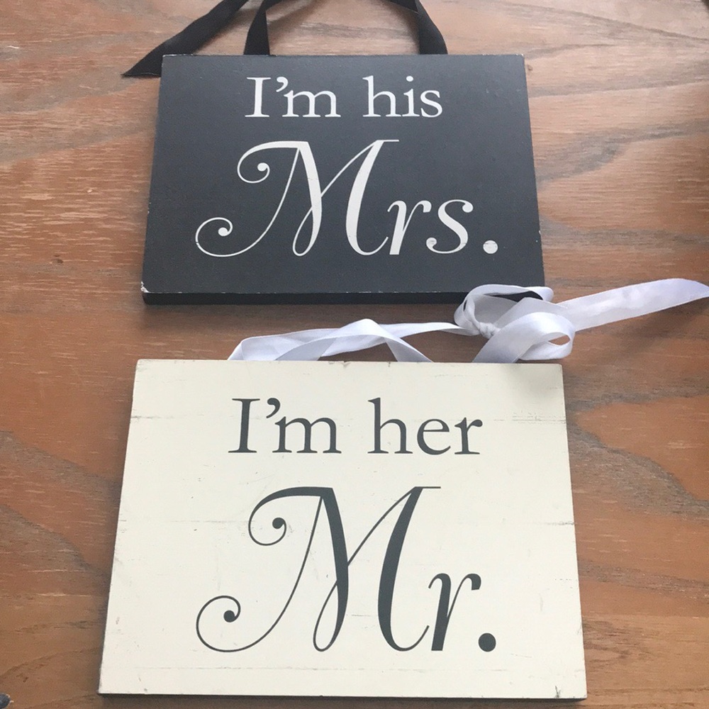 Mr & Mrs Wooden Signs